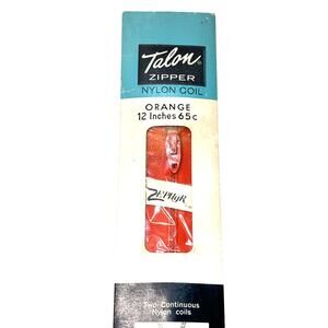 Vintage Talon Zipper Nylon Coil 12 inch Orange Zephyr Deadstock